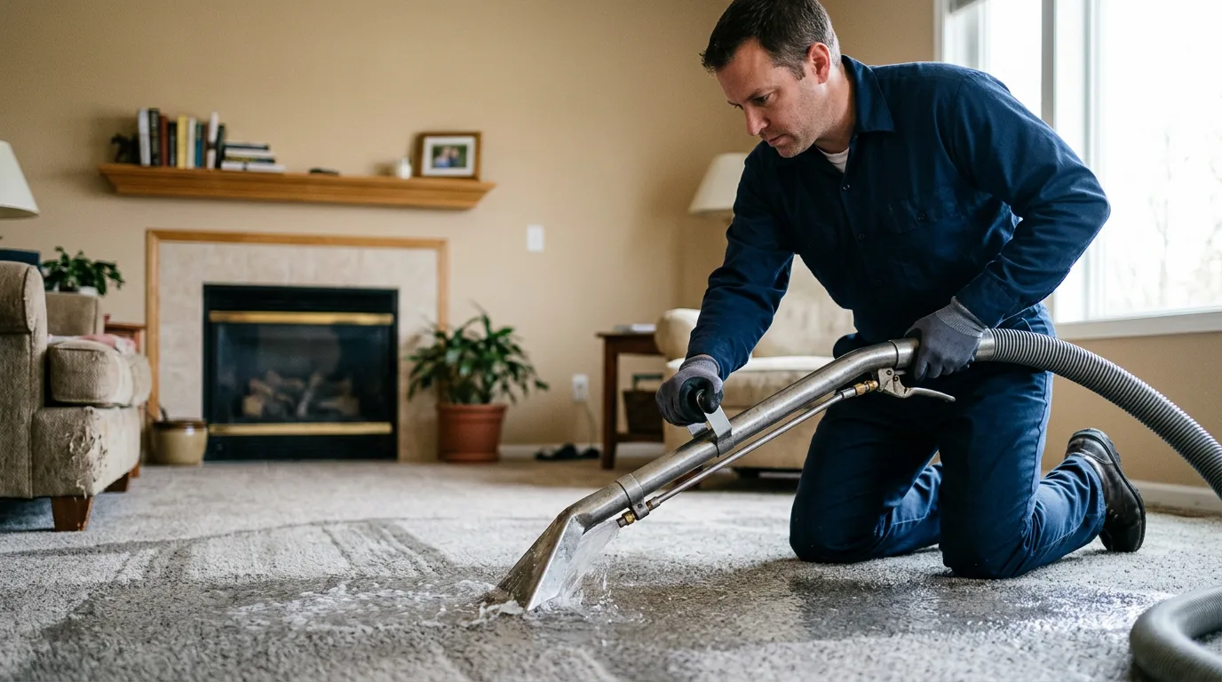 Water damage restoration technician working near Clayton, AL